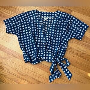 Conrado blue check 3/4 sleeve blouse
